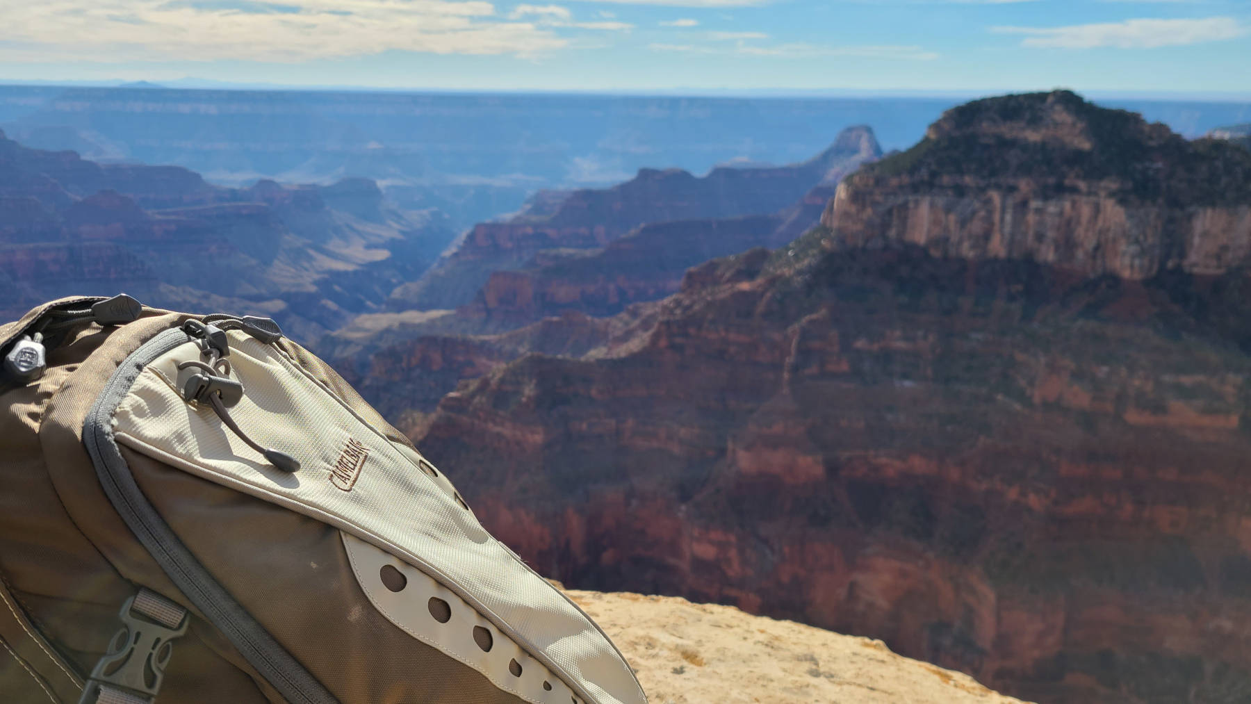 Ashley's Camelbak hydration pack while at the North Rim of the Grand Canyon - Hello Trail