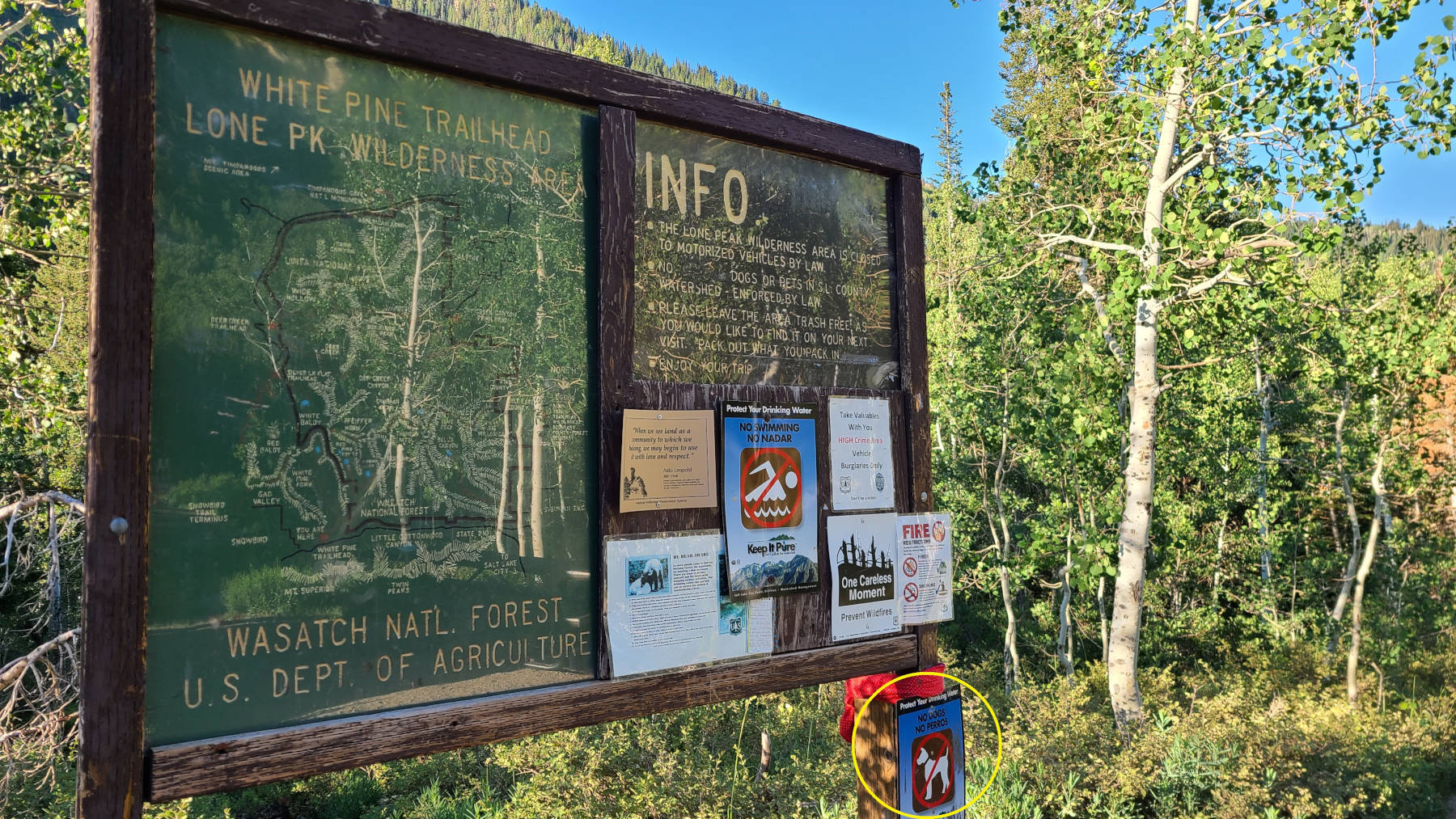 Read all trailhead information before starting your hike