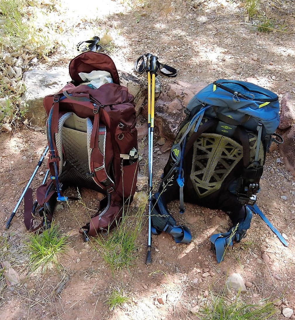 HelloTrail's hiking gear backpack and trekking poles - Hello Trail